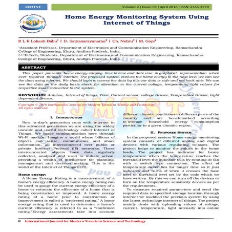Home Energy Monitoring System Using Internet of Things