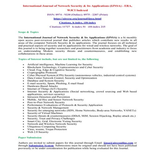 International Journal of Network Security & Its Applications (IJNSA)