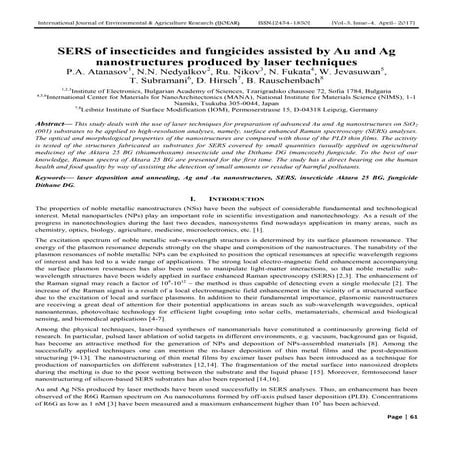 SERS of insecticides and fungicides assisted by Au and Ag nanostructures prod...