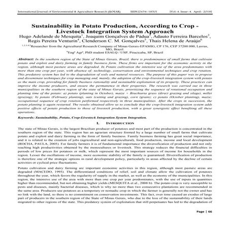 Sustainability in Potato Production, According to Crop - Livestock Integratio...