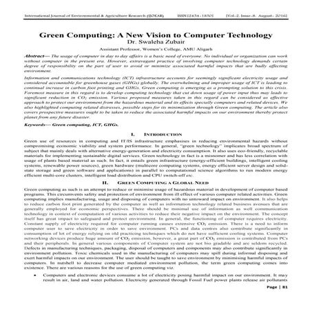 Green Computing: A New Vision to Computer Technology