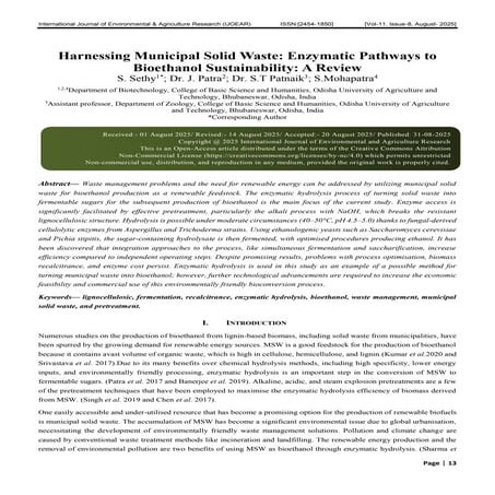 Harnessing Municipal Solid Waste: Enzymatic Pathways to Bioethanol ...