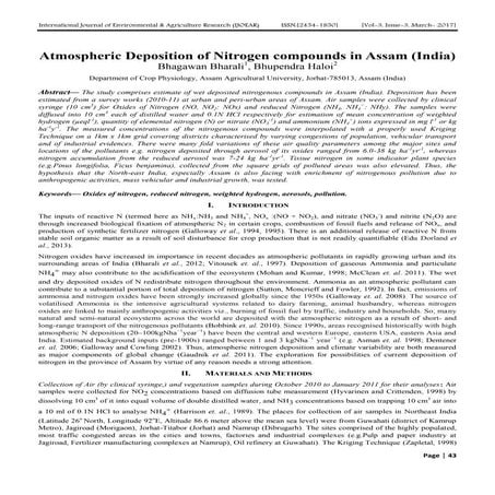 Atmospheric Deposition of Nitrogen compounds in Assam (India)
