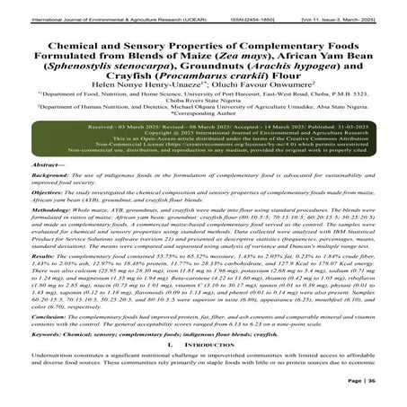 Chemical and Sensory Properties of Complementary Foods Formulated from ...
