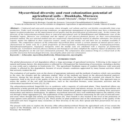 Mycorrhizal diversity and root colonization potential of agricultural soils –...