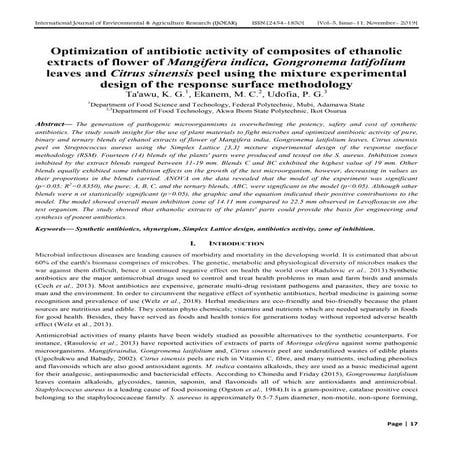 Optimization of antibiotic activity of composites of ethanolic extracts of fl...