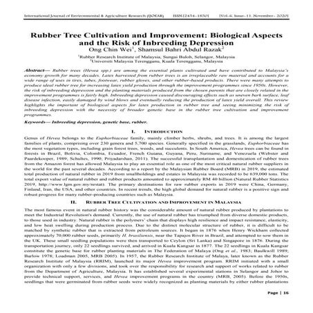 Rubber Tree Cultivation and Improvement: Biological Aspects and the ...