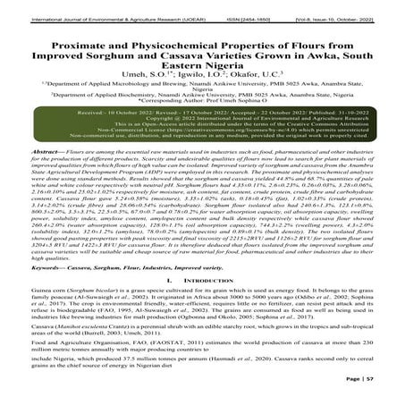 Proximate and Physicochemical Properties of Flours from Improved ...