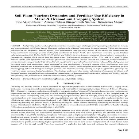 Soil-Plant Nutrient Dynamics and Fertilizer Use Efficiency in Maize & Desmodi...
