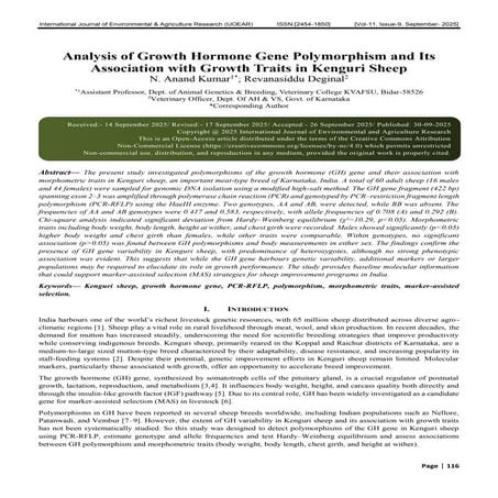 Analysis of Growth Hormone Gene Polymorphism and Its Association with ...