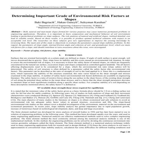Determining Important Grade of Environmental Risk Factors at Slopes