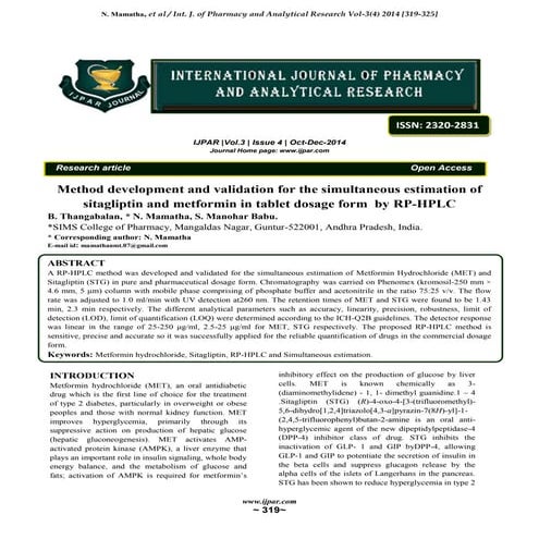 Method development and validation for the simultaneous estimation of sitaglip...