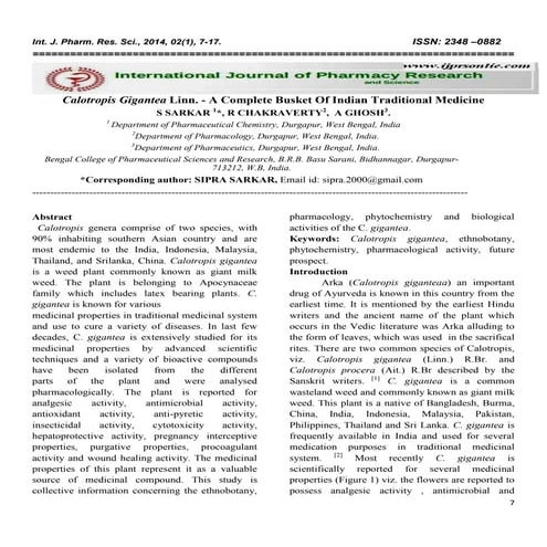 Calotropis Gigantea Linn. - A Complete Busket Of Indian Traditional Medicine