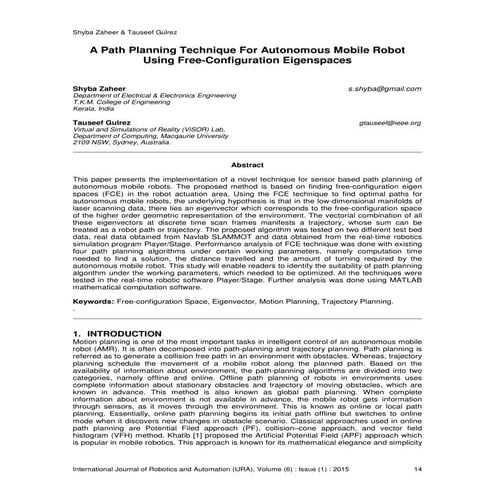 A Path Planning Technique For Autonomous Mobile Robot Using Free ...