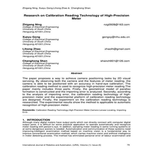 Research on Calibration Reading Technology of High-Precision Meter