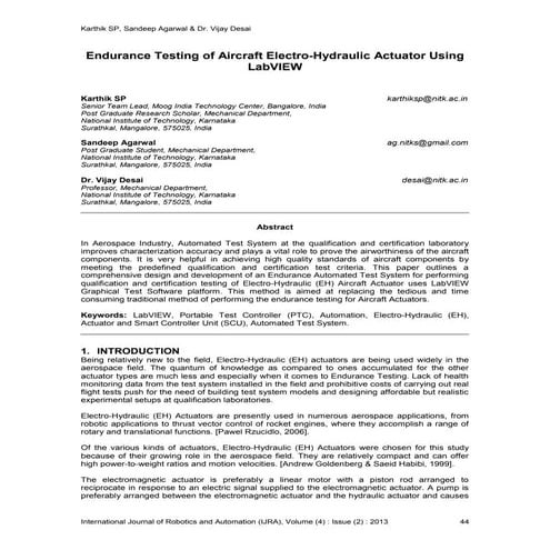 Endurance Testing of Aircraft Electro-Hydraulic Actuator Using LabVIEW