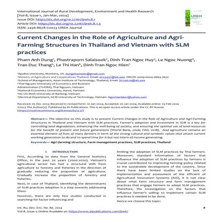 Current Changes in the Role of Agriculture and Agri-Farming Structures in Tha...