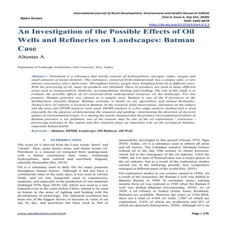 An Investigation of the Possible Effects of Oil Wells and Refineries on Lands...