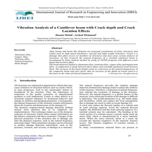 CRITICAL SPEED AND NATURAL FREQUENCY ANALYSIS OF CRACKED ROTOR SHAFT | PDF