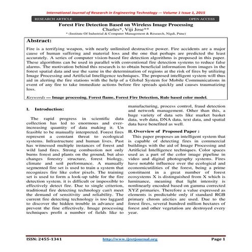 IJRET-V1I1P1 - Forest Fire Detection Based on Wireless Image Processing 