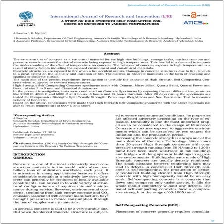 A STUDY ON HIGH STRENGTH SELF COMPACTING CONCRETE ON EXPOSURE TO VARIOUS TEMP...