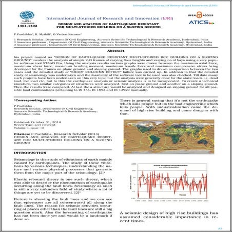 DESIGN AND ANALYSIS OF EARTH-QUAKE RESISTANT FOR MULTI-STORIED BUILDING ON A ...