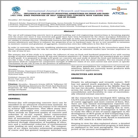 INFLUENCE OF VISCOSCITY MODIFYING ADMIXTURES ON FRESH AND HARDENED PROPERTIES...