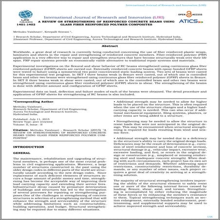 A REVIEW ON STRENGTHENING OF REINFORCED CONCRETE BEAMS USING GLASS FIBER REIN...