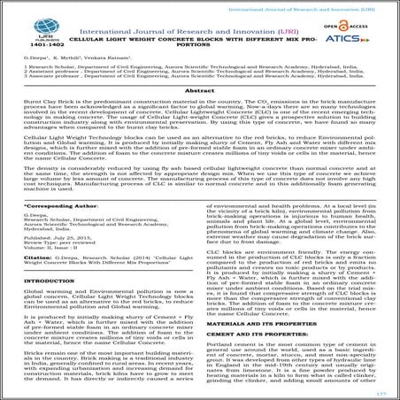 CELLULAR LIGHT WEIGHT CONCRETE BLOCKS WITH DIFFERENT MIX PROPORTIONS