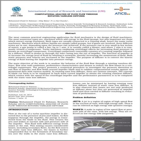 Experimental radial tipped centrifugal fan | PDF