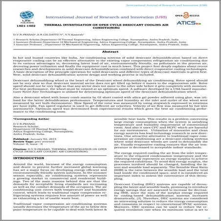 THERMAL INVESTIGATION ON OPEN CYCLE DESICCANT COOLING AIR CONDITIONING
