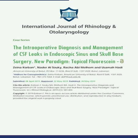 International Journal of Rhinology & Otolaryngology