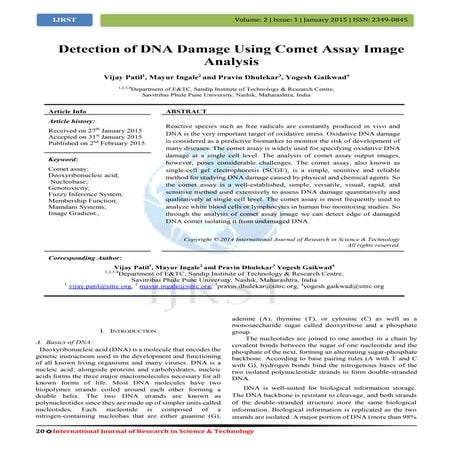 Detection of DNA Damage Using Comet Assay Image Analysis