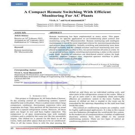 A Compact Remote Switching With Efficient Monitoring For AC Plants
