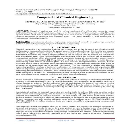 Computational Chemical Engineering