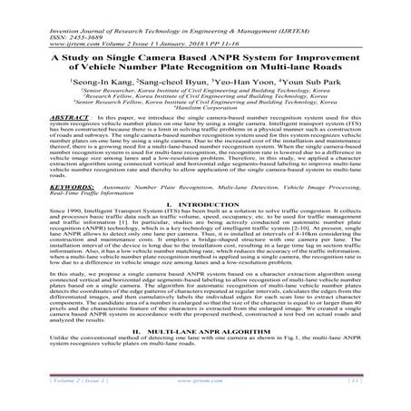 A Study on Single Camera Based ANPR System for Improvement of Vehicle Number ...