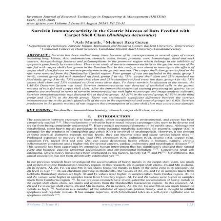 Survivin Immunoreactivity in the Gastric Mucosa of Rats Feedind with Carpet S...