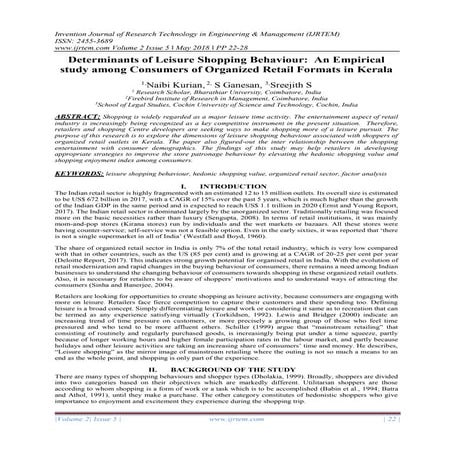 Determinants of Leisure Shopping Behaviour: An Empirical study among Consumer...