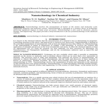 Nanotechnology in Chemical Industry