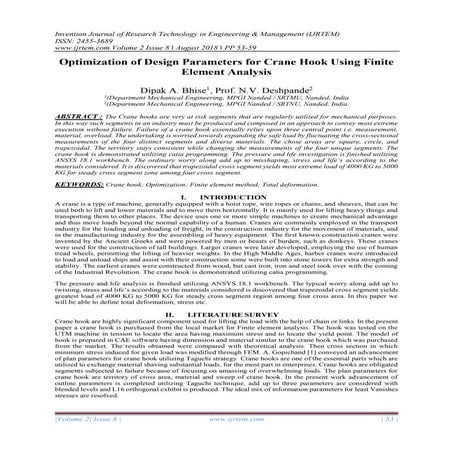 Optimization of Design Parameters for Crane Hook Using Finite Element Analysis