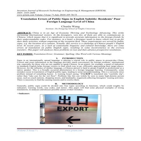 Translation Errors of Public Signs in English Subtitle: Residents’ Poor Forei...