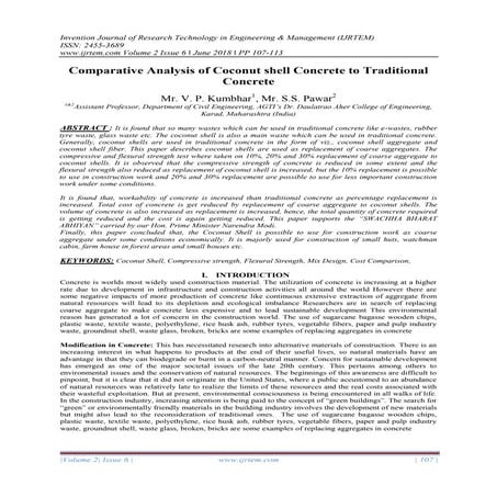 Comparative Analysis of Coconut shell Concrete to Traditional ...
