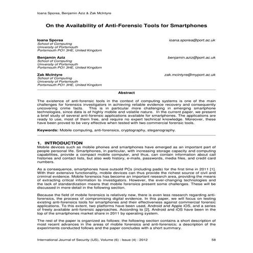 On the Availability of Anti-Forensic Tools for Smartphones