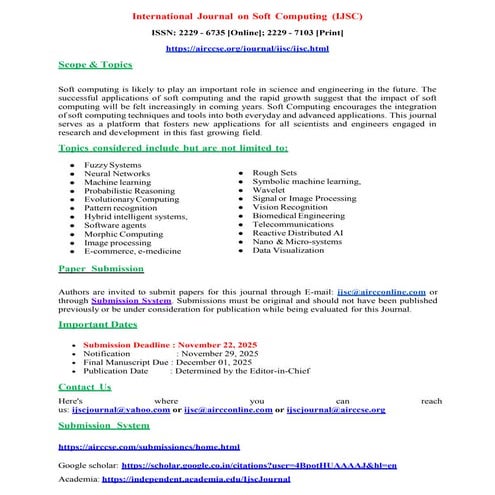 Register Now - International Journal on Soft Computing (IJSC)