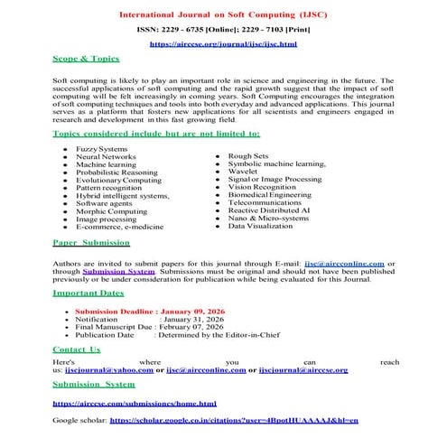 International Journal on Soft Computing (IJSC) | PDF
