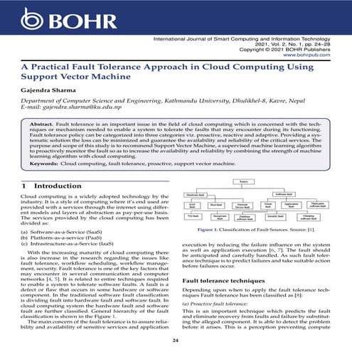 A Practical Fault Tolerance Approach in Cloud Computing Using Support Vector ...