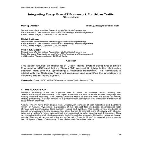 Integrating Fuzzy Mde- AT Framework For Urban Traffic Simulation