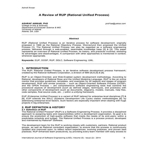 A Review of RUP (Rational Unified Process)