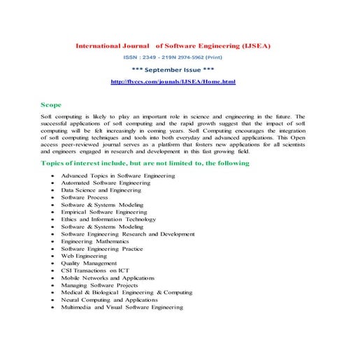 International Journal of Software Engineering &Applications (IJSEA)