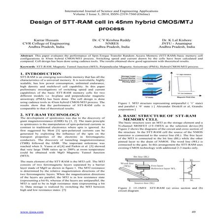 Design of STT-RAM cell in 45nm hybrid CMOS/MTJ process
